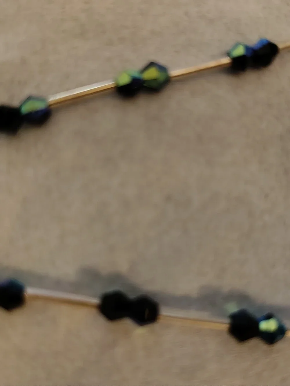 Black and Iridescent Beaded Women's Choker Sterling silver 925